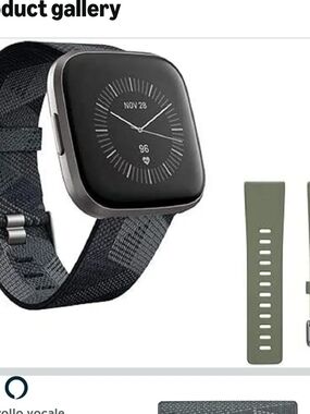 Fitbit Versa 2 Special Edition Smartwatch Smoke Woven Mist Grey Bands
